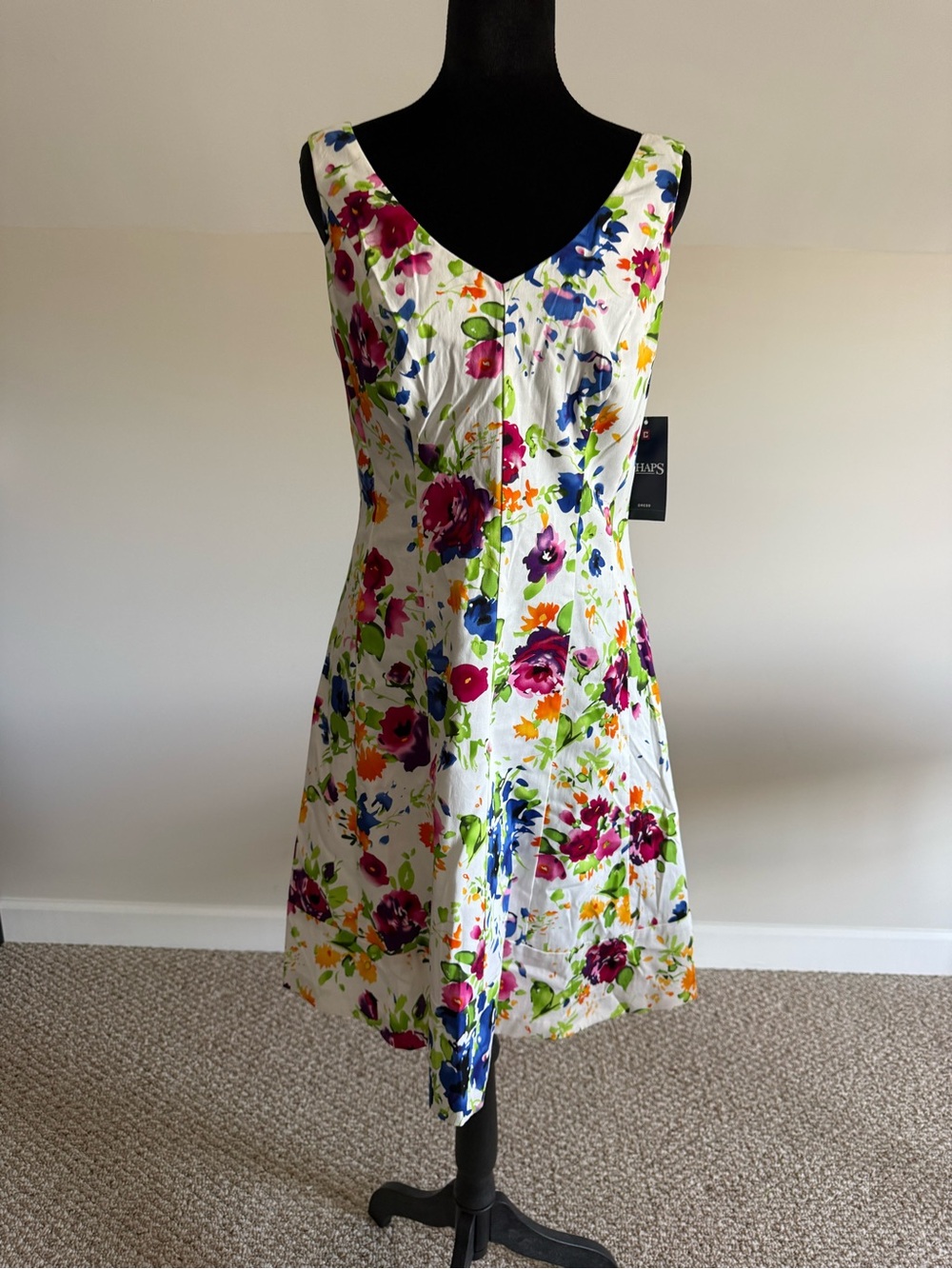 NWT Chaps Size 8 Floral V Neck Fit & Flare Dress $100 MSRP